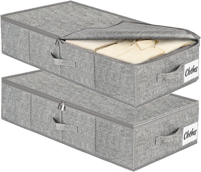 Thijox - 2-Pack Opbergboxen Onder Bed met Deksel, Duurzame Stoffen Opbergzakken, Opvouwbaar, Wasbaar, 3 Versterkte Handgrepen, Grote Capaciteit voor K