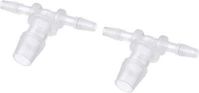 Set van 2 T-Stuk Slangverbinders, 4 x 10 x 4 mm, Kunststof Water- en Brandstofverbindingen, 3-Weg Connectoren