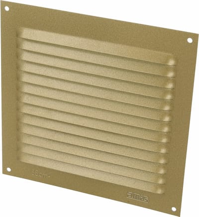 AMIG Ventilatierooster/muurrooster - 150 x 150mm - aluminium - goud - schoepenrooster