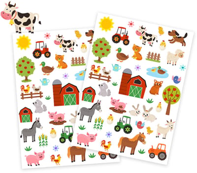Stickervellen Boerderij - 2 Grote Stickervellen - Boerderijdieren Stickers