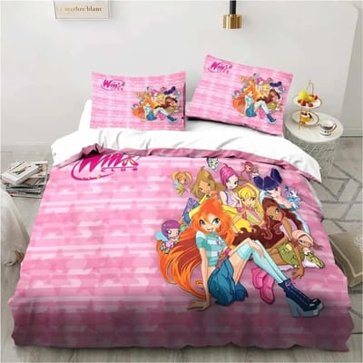 3D Print Winx Saga Club Beddengoed Set Dekbedovertrek Bedset Quiltovertrek Kussensloop Dekbed King Queen Size Jongens Volwassenen Beddengoed Set 70x133cm 2pcs