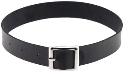 Dailygoods - Retro punk-halsketting van PU-leer, ronde halsketting, zwart, eenvoudige stijl, verstelbaar, breed, gothic, leren halsband, Chian Rock Biker riem met gesp, voor dameskostuum, Halloween