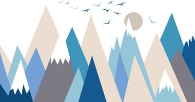 Kinderstickers met Scandinavische bergen van Nicoka, 100 x 150 cm