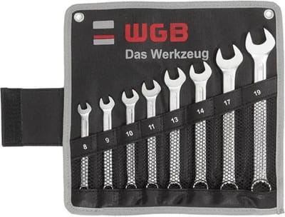 Ringsteeksleutel set 15° 8t/m19mm in roltas 8delig WGB