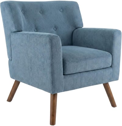 CLP Kioni Fauteuil - met armleuning - volwassen - relax - landelijk - stoelpoten van hout - ribstof - corduroy - blauw