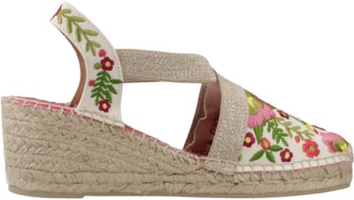 Dames espadrille met sleehak en veelkleurig borduurwerk | MONTJOI