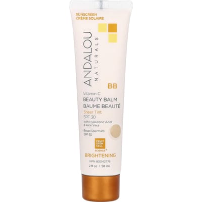 Andalou Naturals, BB Vitamin C Beauty Balm, Whitening, SPF 30, Sheer Tint, 2 fl oz (58 ml) white