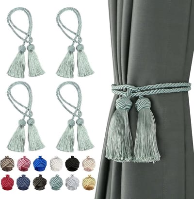 Gordijn Tie-backs - Kwastjes Gordijnen - Raamdecoratie - Handgeweven Polyester - 4 Stuks - Lichtblauw