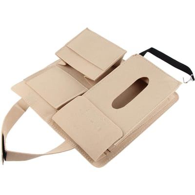 Auto Achterbank Hangende Tas Multifunctionele Opberg Organizer Klittenbandsluitingen Grote Capaciteit beige