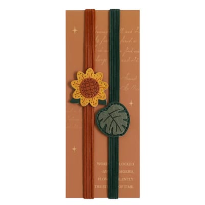 Elastische Notitieboek Band 2 stuks – PU Bloemen Vintage Steekpatroon - Notitieboek Accessoires & Planner Organizer Sluiting - Zonnebloem