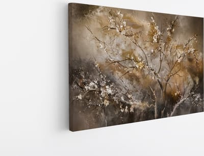 Saammp Canvas Schilderij - Vintage Boom - Bloemen - abstract - 45x30 - Foto op canvas - Wanddecoratie - Muurdecoratie Woonkamer - Kantoor Decoratie