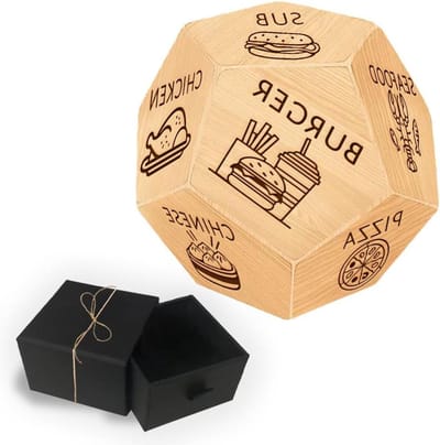 Allecto Plus - Houten Voedsel Dobbelstenen Set - Grappige Huwelijksgeschenken - Valentijnscadeau voor Man en Vrouw