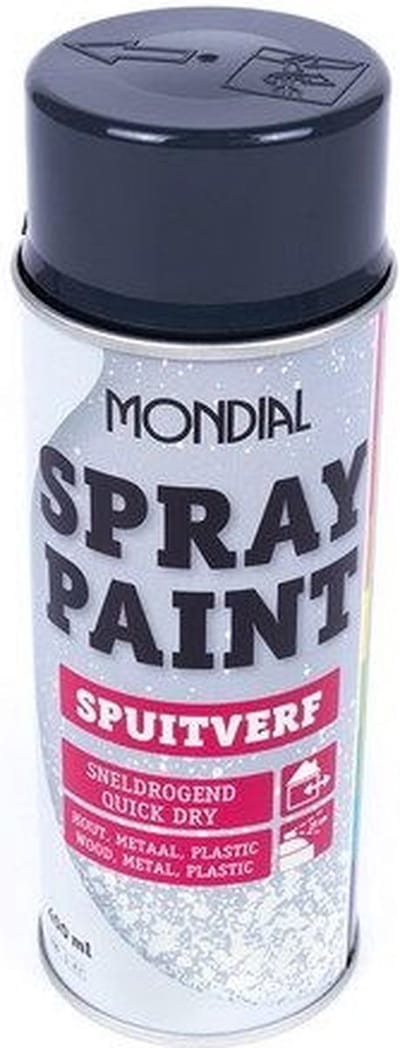 Mondial Spuitlak Spuitverf - Sneldrogend - Hout Metaal Plastic - Antraciet - RAL 7016 - Hoogglans