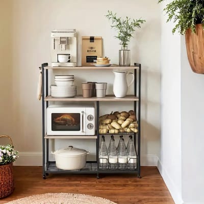 4-Laags Smal Opbergrek op Wielen – 86 × 40 × 13 cm – Metalen Frame & Kunststof Planken – Ruimtebesparend Keuken- of Badkamerrek