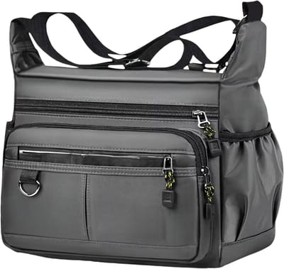 Heren Business Crossbody Tas – Multi-Layer Vakken, Verstelbare Schouderband voor Werk, Reizen & Dagelijks Gebruik - Grijs