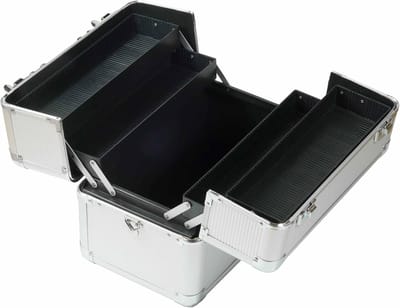 Cosmeticakoffer - Beautycase opbergkoffer - Professioneel opbergen - Robuuste aluminium constructie - 2 etages - Zwart