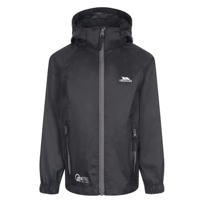 Trespass kinderregenjas Qikpac X - Unisex kinderjas die je kunt opvouwen Tp75 Zwart / Carbon