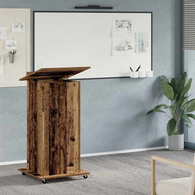 Podium avec Tiroirs Aspect Bois de Récupération 55 x 55 x 107 cm Bois d'Ingénierie