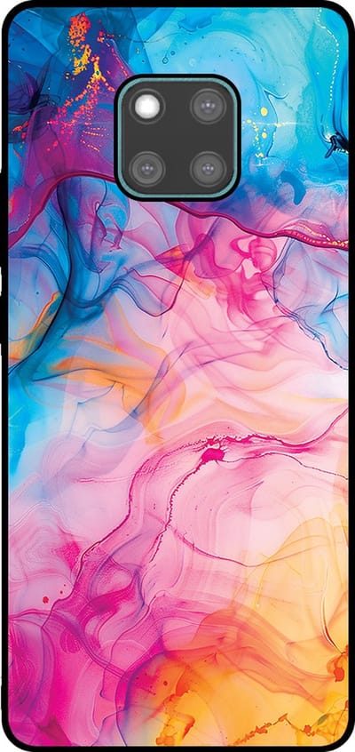 Smartphonica Telefoonhoesje Geschikt voor Huawei Mate 20 Pro met Regenboog Acryl Marmer Opdruk - TPU Backcover Case Rainbow Acrylic Marble Design geschikt voor Huawei Mate 20 Pro