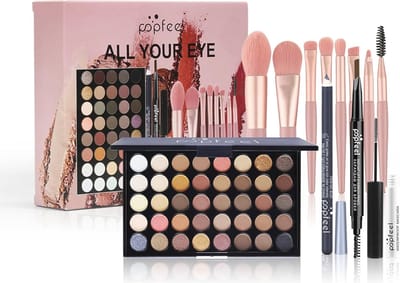 Complete Make-upset voor Beginners en Professionals - Alles-in-één Cosmetica Cadeauset met Oogschaduw, Borstels en Eyeliner