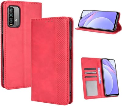 Coverup Hoesje - Geschikt voor Xiaomi Redmi 9T Hoesje - Coverup Vintage Style Book Case - Rood