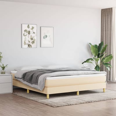vidaXL - Boxspring - bed - stof - crèmekleurig - 160x200 - cm