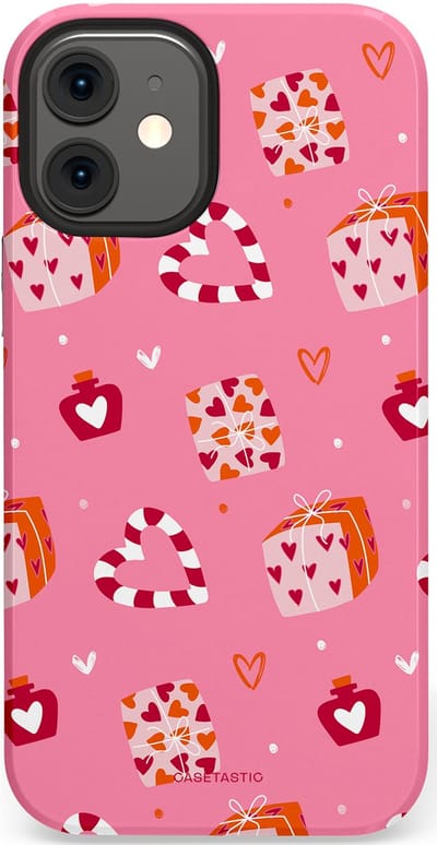 Casetastic Hoesje Geschikt voor Apple iPhone 12 Mini - Stijlvolle Beschermende Duo-layer Case - Zoete Liefde Roze