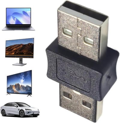 USB Adapter - Stekker Bus - Poort Uitbreiding - Rechte Hoek - USB 2.0 - Zwart