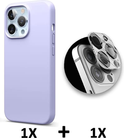 HB Hoesje Geschikt voor Apple iPhone 13 Pro - Paars / Camera Lens Glazen Screenprotector - Siliconen Back Cover