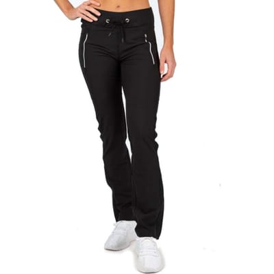 Sjeng Sports PARIS Minus Dames Zwarte Trainingsbroek Stretch Materiaal Fitness Sport Vrije Tijd Ritssluitingen Enkel Ritsen Korter Model