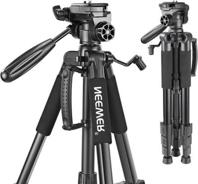 Draagbare 56 Inch Aluminium Camera Tripod met 3-Weg Swivel Pan Head voor DSLR en Videocamera, Tot 8.8 Pounds/4kg, Inclusief Camera Tas