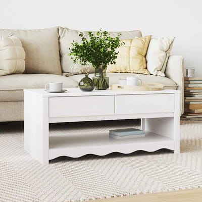 vidaXL - Salontafel - Drammen - Wit - 99 - x - 55 - x - 45 - cm - Massief - grenenhout