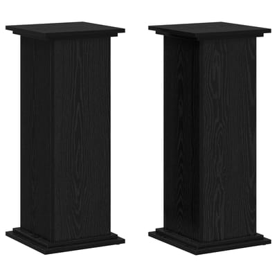 vidaXL - Plantenstand - Zwart - eiken - 33 - x - 33 - x - 80 - cm - Bewerkt - hout