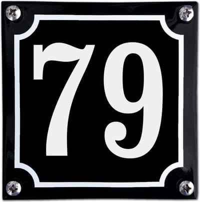 Zwart emaille huisnummer  - 79