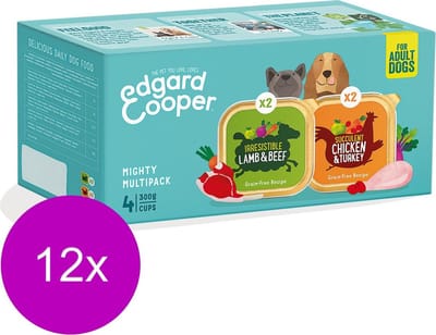 Edgard & Cooper Kuipjes Multipack Adult Chicken Lamb - Hondenvoer - 12 x Kip Lam 4x300 g