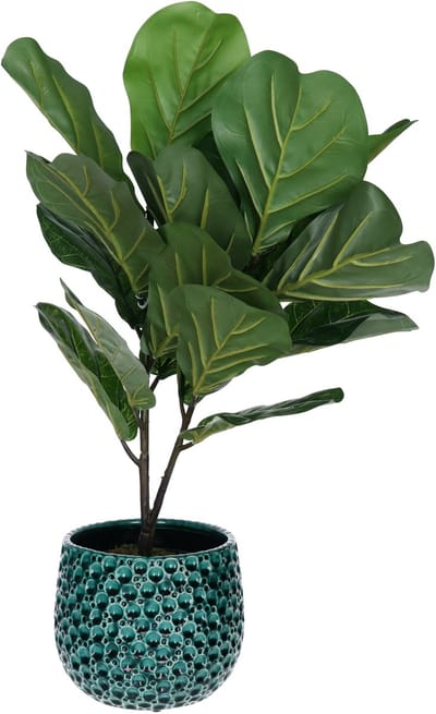 Mega Collections Plantenpot/bloempot Pebblo - keramiek/geglazuurd - blauw - druppels - D15 x H13 cm