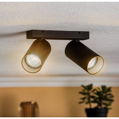 Nowodvorski Lighting Plafondspot Mono II zwart/binnen goud 2-lamps
