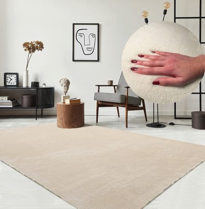 the carpet Relax – Extra Zacht & Wasbaar Vloerkleed tot 30°C met Antislip Onderzijde – Fluweelachtige Structuur – Voor Slaapkamer of Woonkamer – Beige, 300 x 400 cm