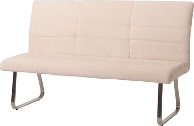 Bank MCW-G55, eetkamerbank, geborsteld roestvrij staal stof/textiel chenille Oeko-Tex, 180cm ~ crème