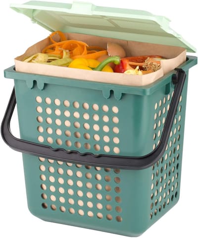 Compostbak Keuken - Afvalbak Bio - Geurvrij Afval - Luchtcirculatie - 7 Liter - Groen