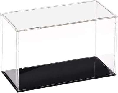 Dailygoods- Vitrinekast 4-zijdig transparant ontwerp - Vitrinekast met zwarte basis - Showcase voor actiefiguren - Stofdichte bescherming - Afmetingen 25 x 10 x 15 cm - Eenvoudig te monteren - Displaydoos