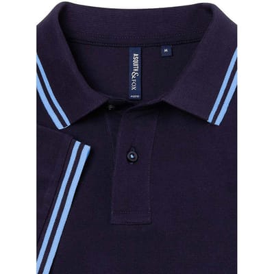 Asquith & Fox Heren Klassiek Fit getipt Poloshirt (Marine / Korenbloem)
