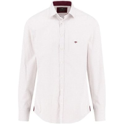 Fynch-Hatton Overhemd Essential Mini Pattern Kent Collar Deep Merlot / male
