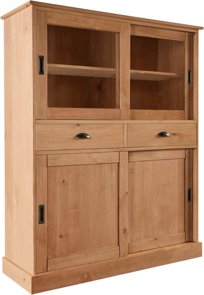 Harry - Hoge kast 2+2 Deuren 2 Laden Was gebeitst (140 x 115 x 40 cm)