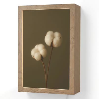 Wandlamp 20x30 cm - Oplaadbaar - Takken - Katoen - Wit - Bollen - Wandlampen binnen woonkamer - Slaapkamer lamp met kabel - Decoratieve nachtlamp - Vloerlamp snoer