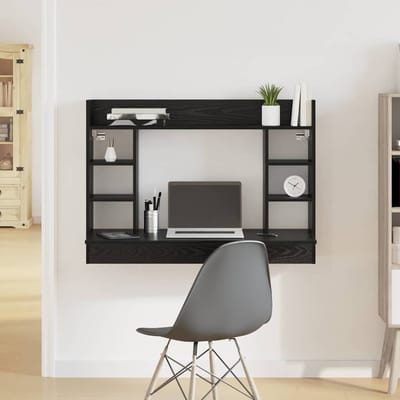 vidaXL - Aan - de - muur - bevestigd - bureau - Zwart - eiken - 105 - x - 48 - x - 75 - cm