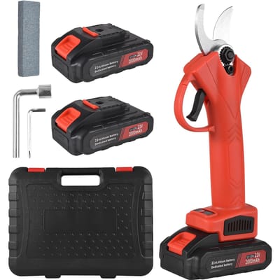 30mm 21V elektrische snoeischaar Professionele snoerloze boomtrimmer Takkensnijder met 2 EU plug rood/zwart
