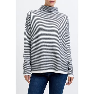 French Connection Babysoft Stripe Lena High Nk Winter Wht/midnight Größe: XS | Pullover Outlet | Damen