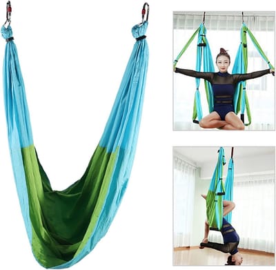 Yoga Hangmat - Anti Zwaartekracht - Fitness Ophanging - Huidvriendelijk Nylon - 250 x 150 cm - Blauwgroen