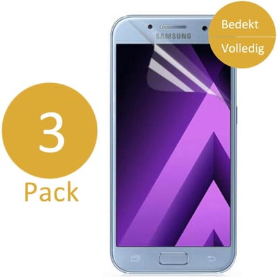 3x Screenprotector geschikt voor Samsung Galaxy A5 (2017) - Glas PET Folie Screenprotector Transparant 0.2mm 9H (Full Screen Protector)